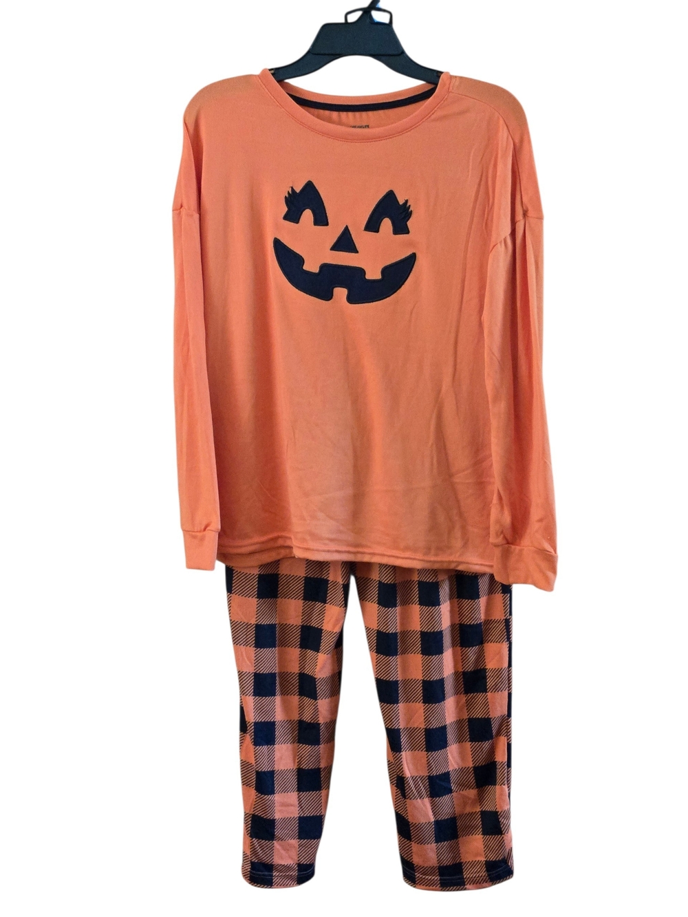 DreamLife Women's Large Halloween Pumpkin Face 2-Piece Pajama Set NEW